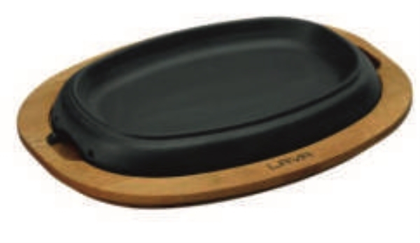 CAST IRON PLATE FAJITA W WOODEN BASE 26X19CM LV ECO HP 2619 T13 K4